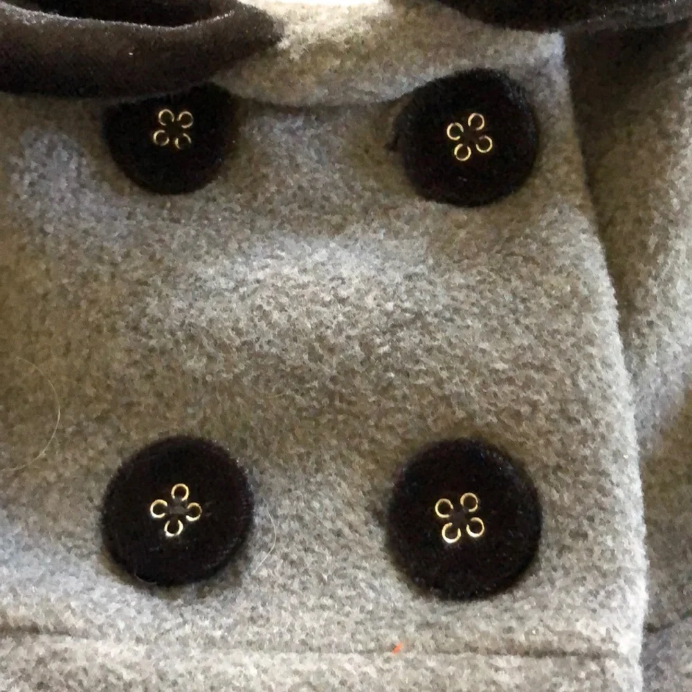 New! Grey Black Felt Velvet Winter Preppy‎ Dress Coat 3m